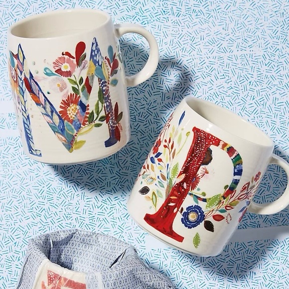 Anthropologie Other - Anthropologie Starla M. Halfmann Petal Palette Monogram “M” Mug